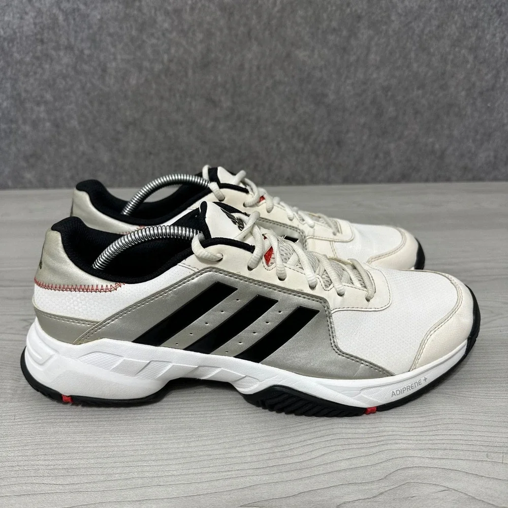 Adidas Barricade Court Mens 11 White Silver Tennis Shoes Adiprene Sneaker